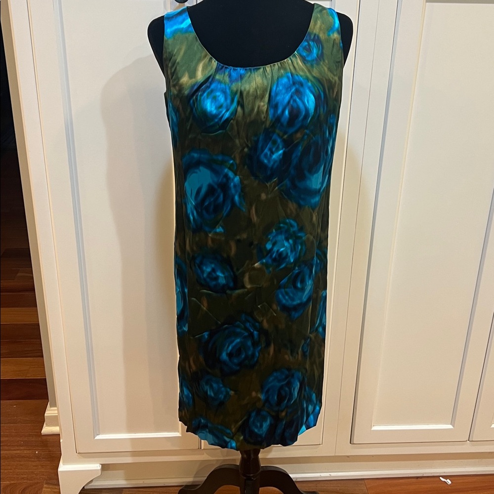 Kate Hill Shift Dress 12 rose bud silk jewel very vintage Gucci looking Y2K